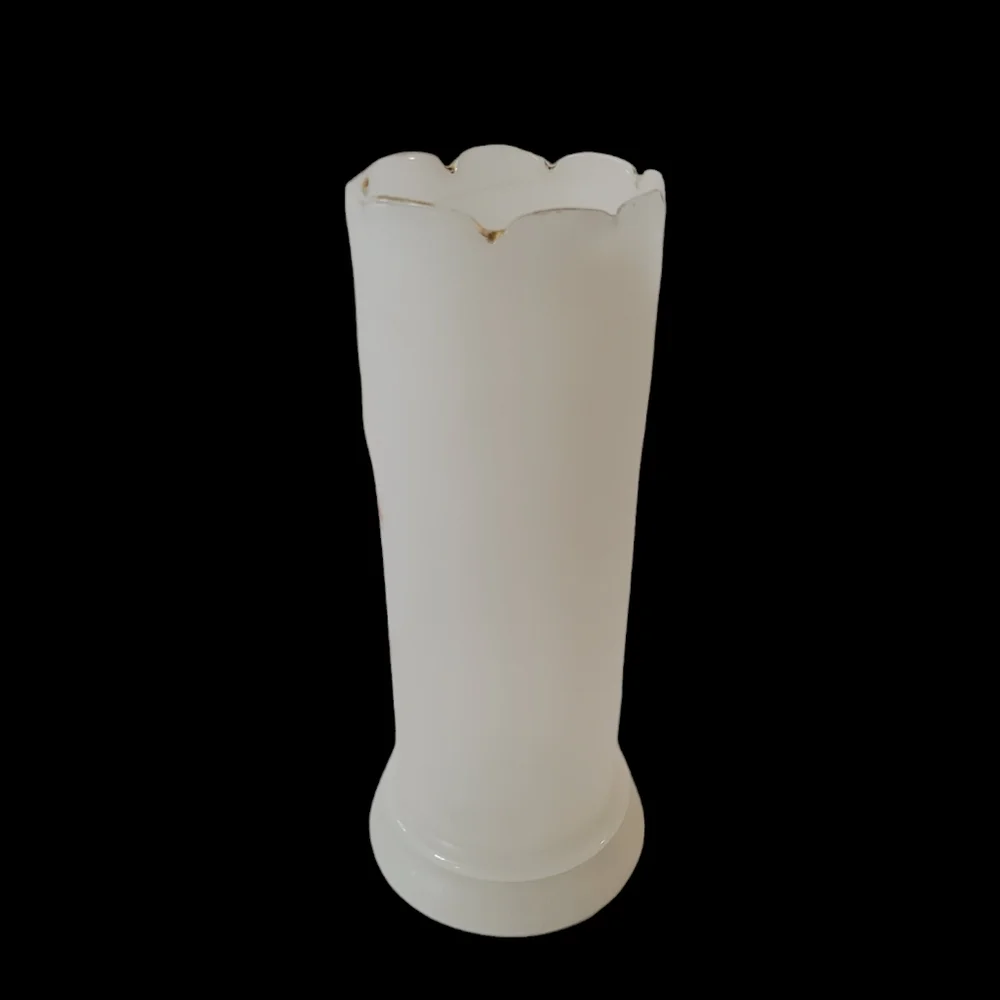 Victorian Bristol Frosted Glass Vase Handpainted